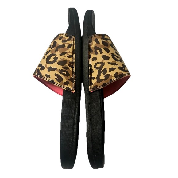 Adidas Adilette Comfort Slide Women's 8 Black Brown Leopard Sandals GZ6412 - Picture 6 of 9